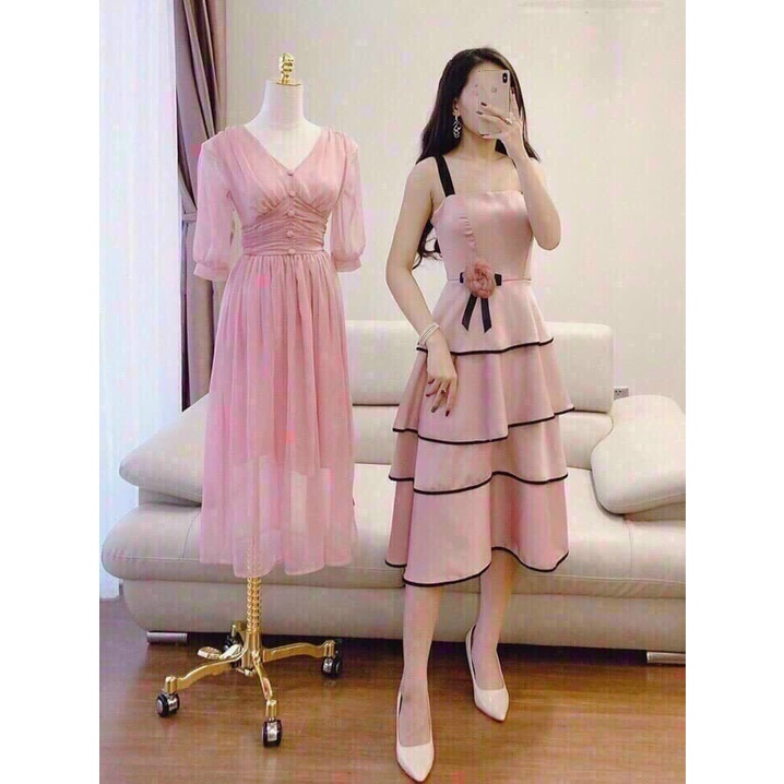 Đầm hai dây xòe tầng xinh đẹp có mút