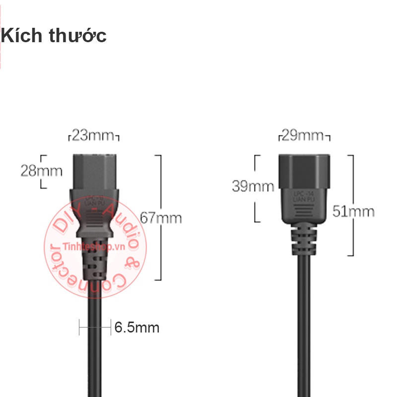 Dây nguồn PSU C13-C14 3x1mm chịu tải 2500W 1.5 mét