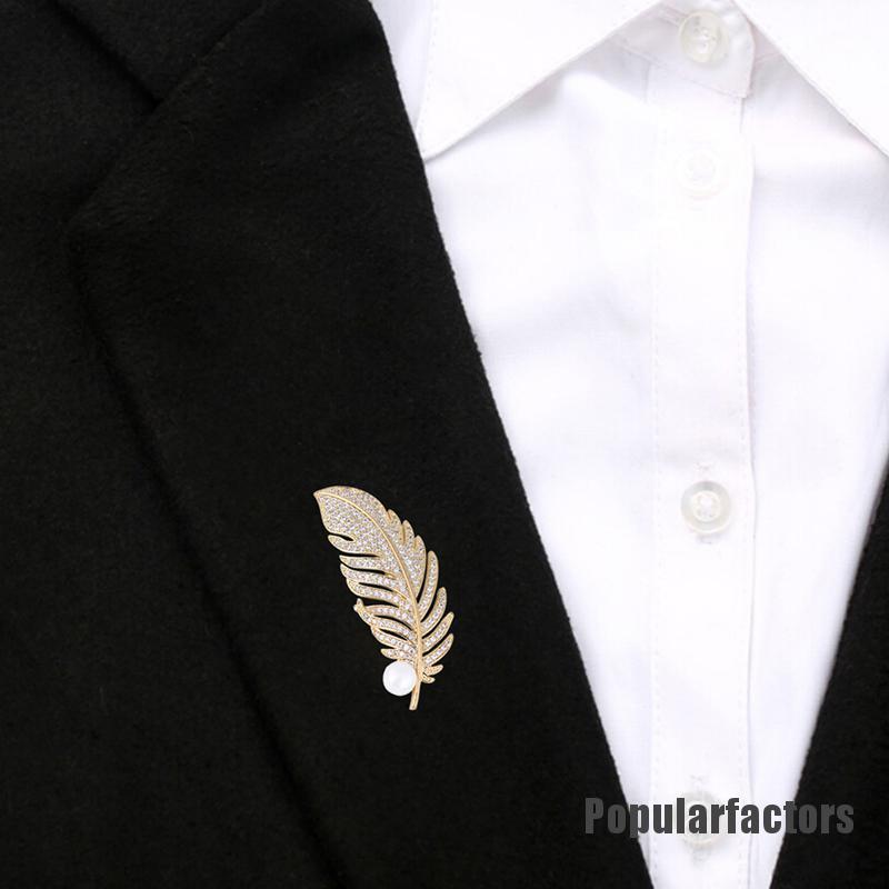 Ghim Cài Áo Hình Chiếc Lá Đính Ngọc Trai Nhân Tạo
