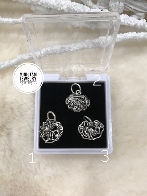 Charm rơi bông hoa sen, khoá trường mệnh bạc S925
