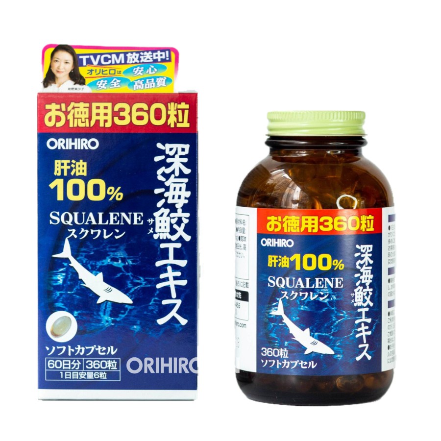 Dầu gan cá, Sụn Vi Cá Mập Orihiro Squalene 360 viên Deep sea Shark liver oil extract Cap
