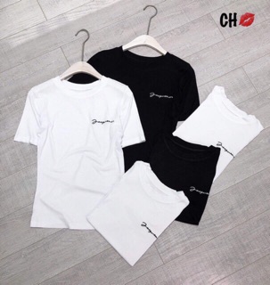 Áo thun nữ cotong tăm thêu chữ sang chảnh