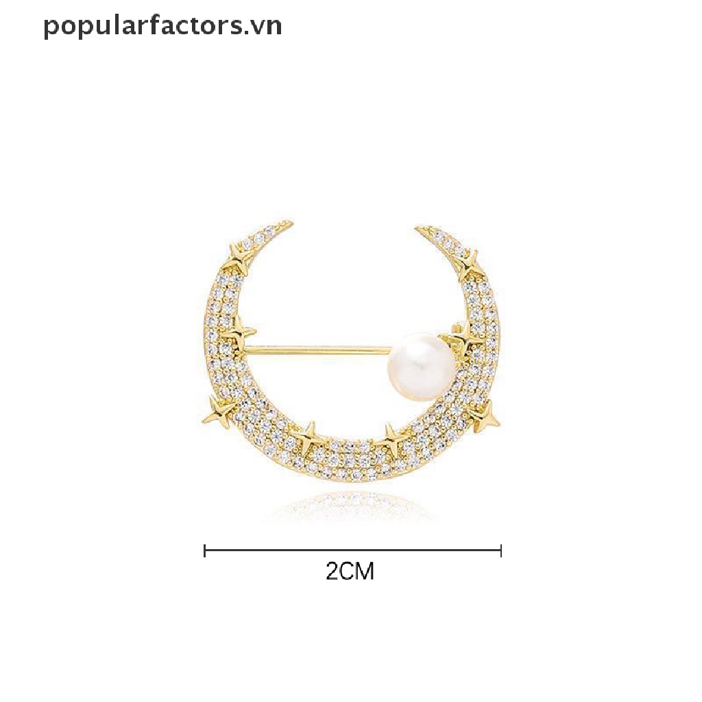 Ghim Cài Áo Hình Ngôi Sao / Mặt Trăng Đính Ngọc Trai Nhân Tạo Thời Trang