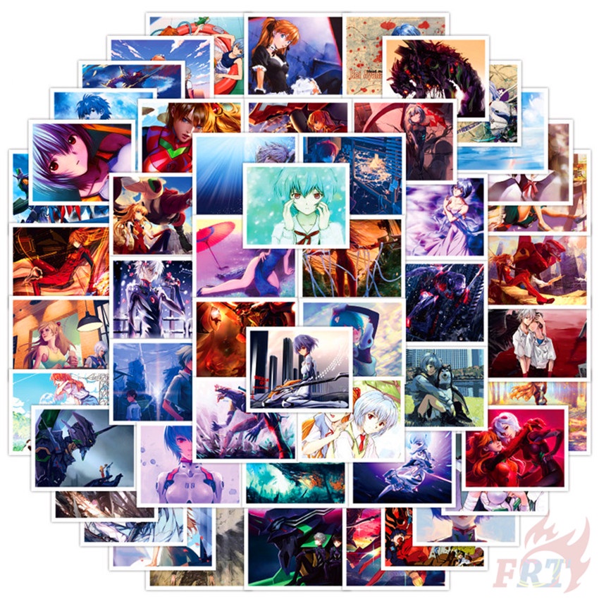 Set 50 Miếng Dán Họa Tiết Neon Genesis Evangelion - Series 04 Anime Mini Độc Đáo Diy