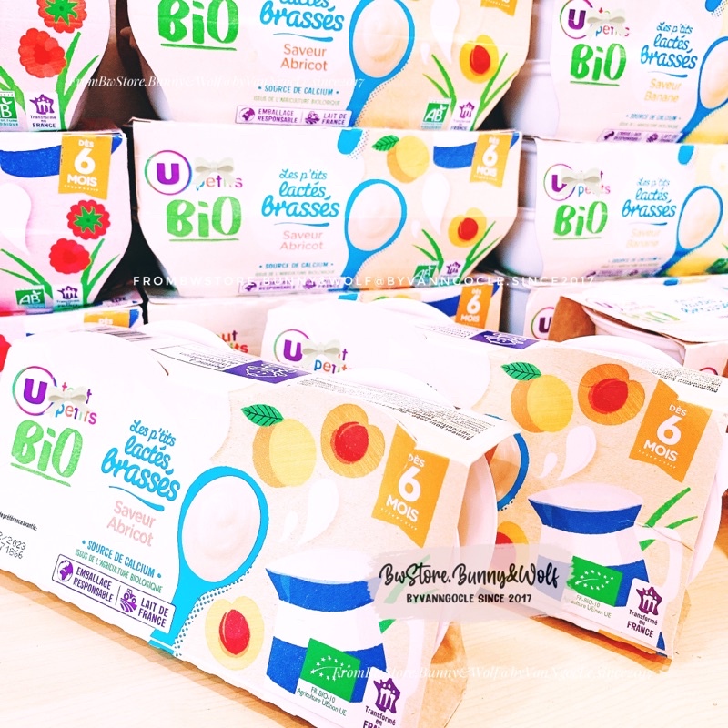 Kem Sữa Chua/Váng Sữa Hữu Cơ Bio U Tout Petits nội địa Pháp lốc 4 hũ x 100gr