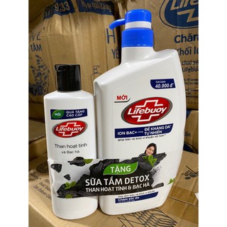 Sữa tắm Lifebuoy Chăm sóc da 850g + sữa tắm Lifebuoy Detox 200gr