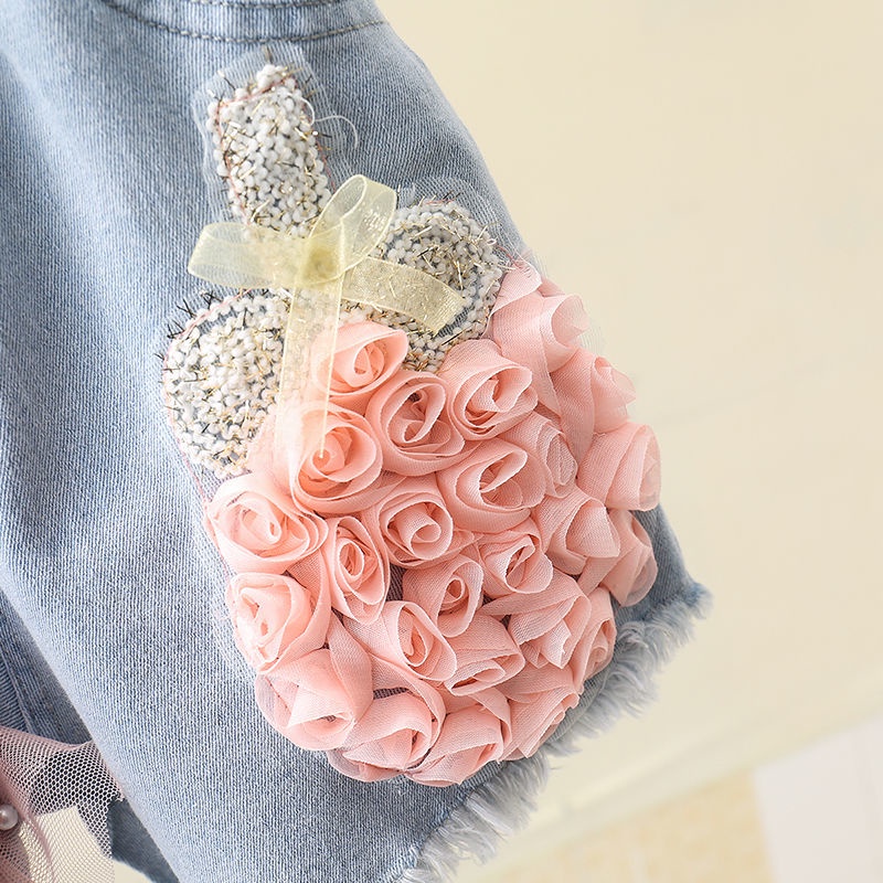 Quần Short Denim Dáng Rộng Thiết Kế Mới Thời Trang Mùa Hè Theo Phong Cách Hàn Quốc Cho Bé Gái