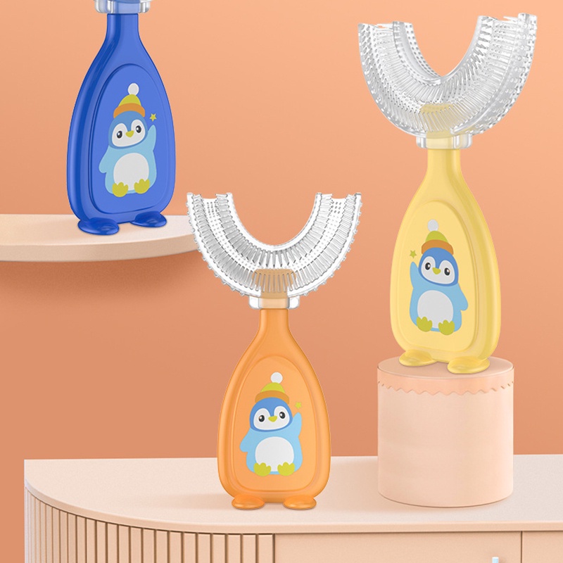 Bàn chải đánh răng silicone hình chữ U cho bé 2-12 tuổi