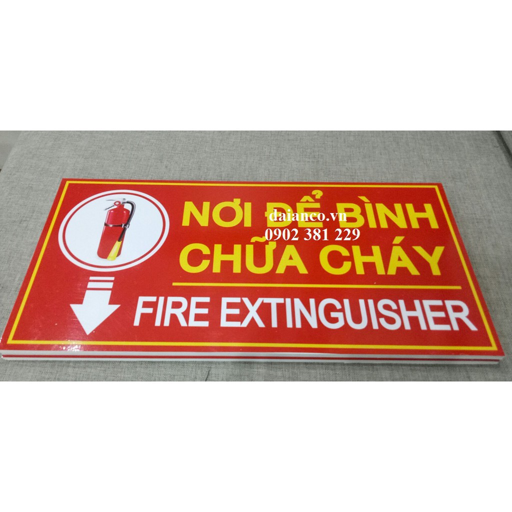 Biển báo nơi để bình chữa cháy decal dán Fomex 20 x 40cm