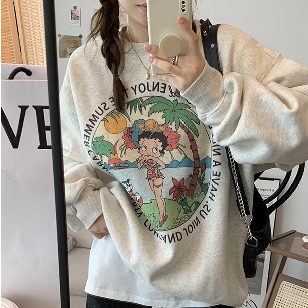 Áo sweater Perty dáng rộng phong cách Hàn Quốc ngọt ngào thời trang dành cho nữ