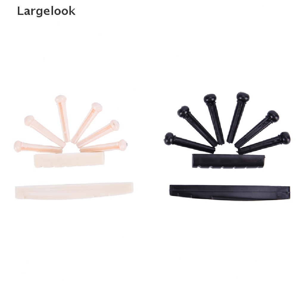 Bộ khung xương đàn + cầu đàn 6 chốt lớn màu trắng/đen cho đàn guitar acoustic