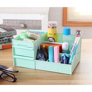 Khay đựng mỹ phẩm size Lớn 3 tầng có ngăn tiện lợi màu trắng