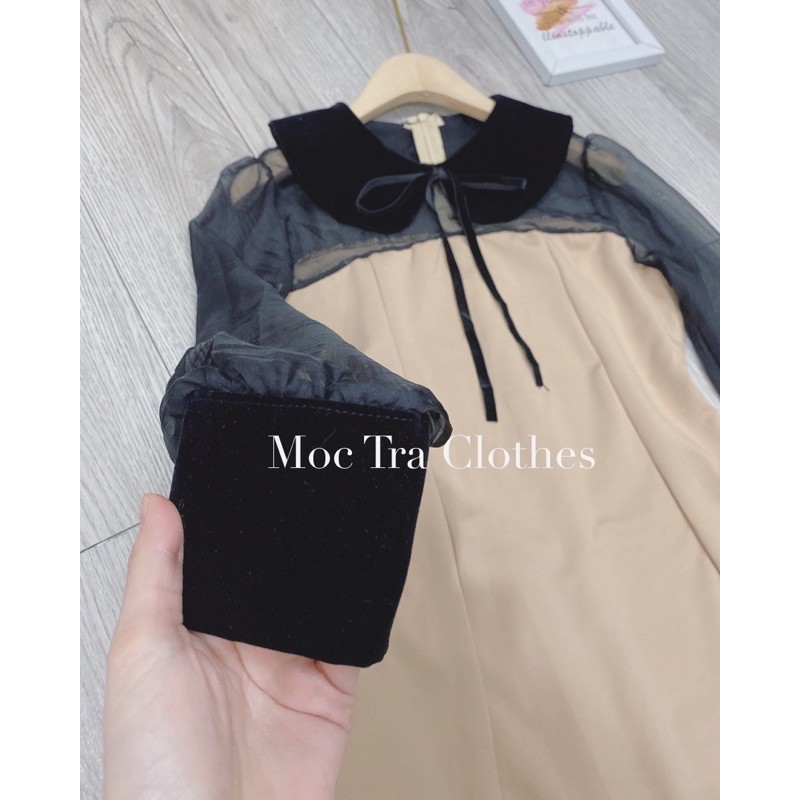 RẺ VÔ ĐỊCH Đầm Dự Tiệc Nữ Tiểu Thư Phối Tay Voan Tơ Siêu Xinh, Váy Nữ Thiết Kế Thu Đông