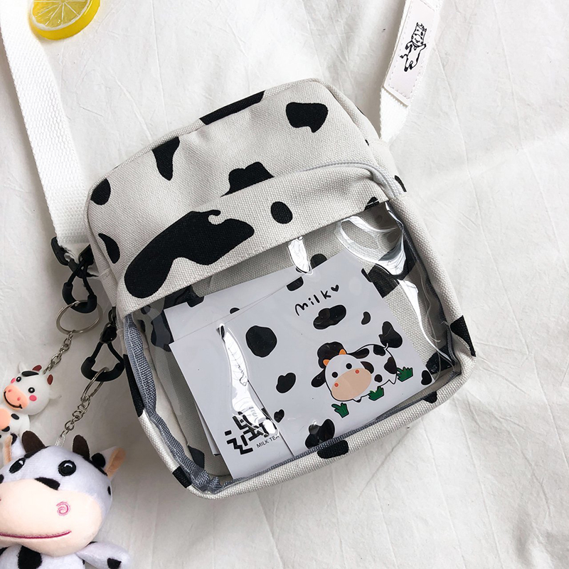 Túi Vải Canvas Họa Tiết Bò Sữa Đáng Yêu
