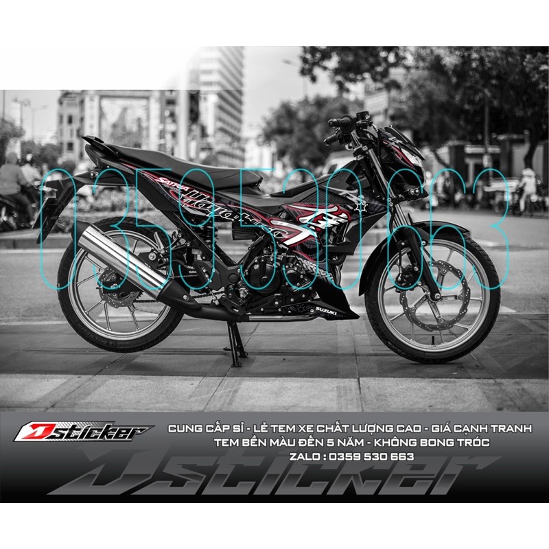 Tem rời Satria FI - Hayabusa đỏ dán xe đen