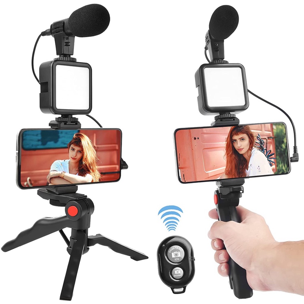Giá đỡ livestream có đèn Tích Hợp Mic Thu Âm, Chuyên Quay Video, Tiktok, Vlog, Livestream bán hàng