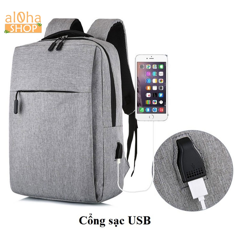 Balo - cặp sách Basic B0172 chống nước, tích hợp cổng sạc USB đi học, đi làm, du lịch, đựng laptop Unisex - al0ha Shop