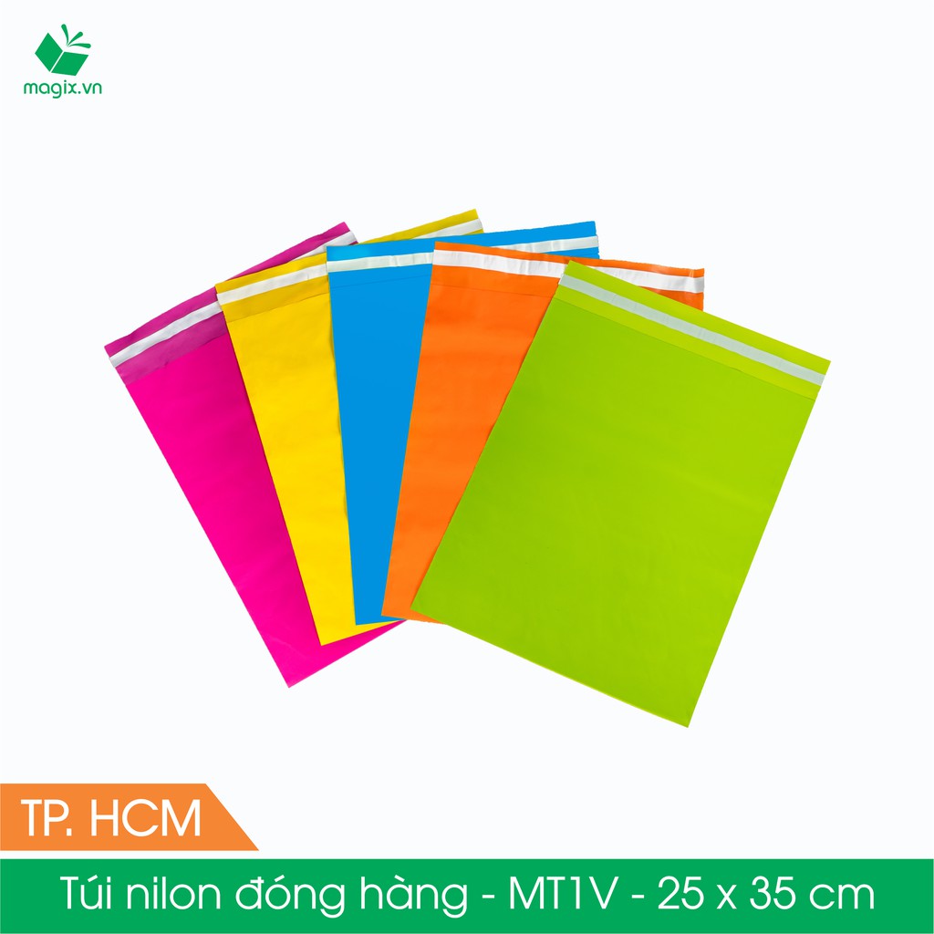 MT1V - 25x35 cm - Túi nilon gói hàng - 300 túi niêm phong đóng hàng màu vàng