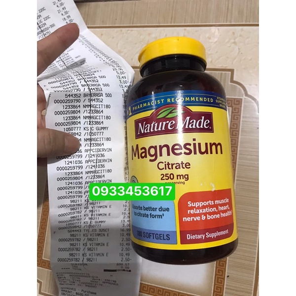 viên uống Magnesium Citrate 180 viên ( Hàng chínhh hãng)