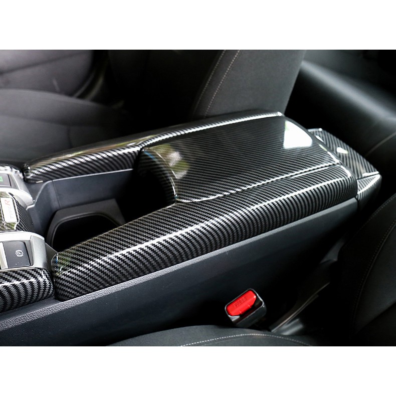 Ốp bệ tì tay trung tâm, ốp carbon Honda Civic 2016+. Hàng cao cấp