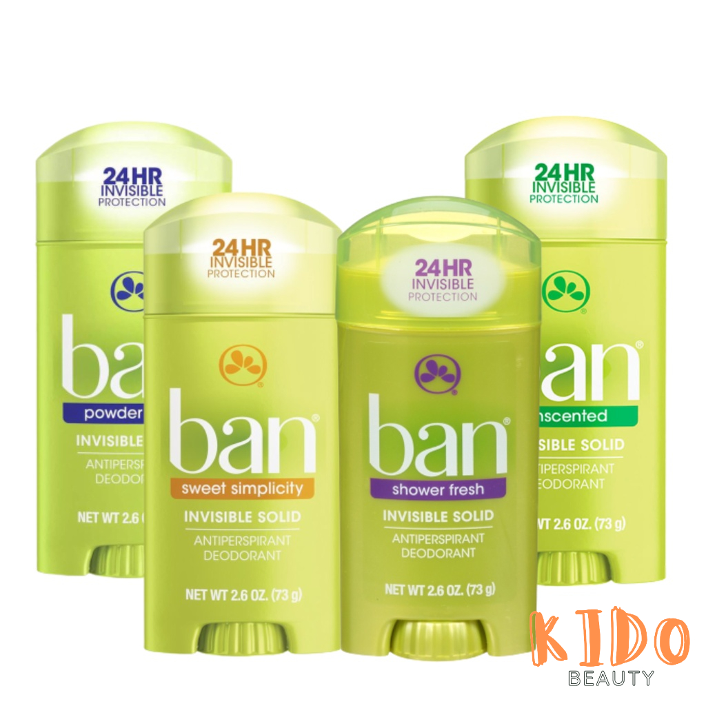 Lăn khử mùi BAN Invisible Solid Antiperspirant Deodorant 73g Lăn nách nữ Mỹ