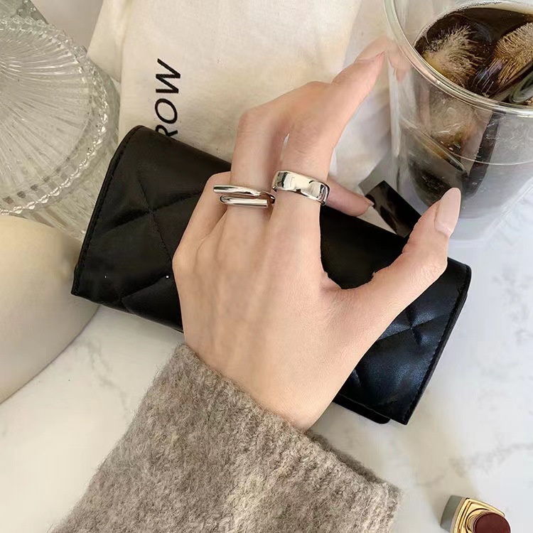 Nhẫn Kiểu Hở Họa Tiết Hình Học Phong Cách Hàn Quốc Đơn Giản