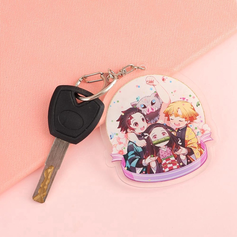 Móc khóa 2 mặt hình anime Kimetsu No Yaiba chất liệu Acrylic