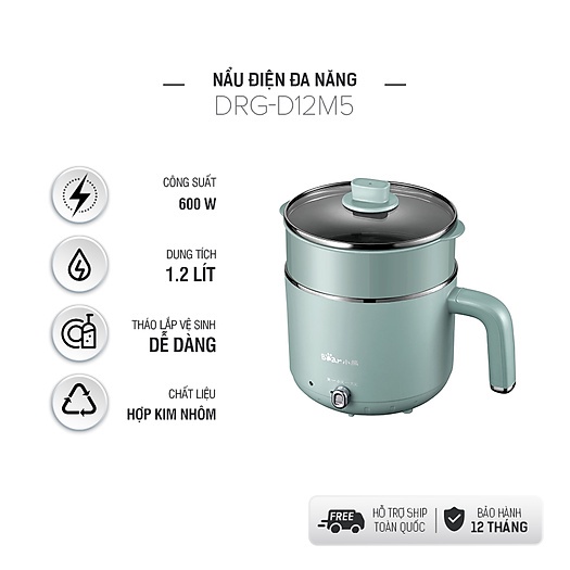 Nồi Hấp Lẩu Điện Đa Năng Bear 1.2L DRG-D12M5 - Hàng Chính Hãng