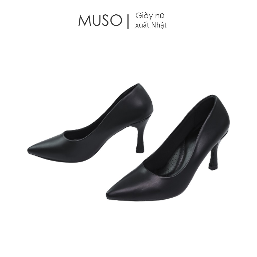 Giày Cao Gót MUSO 7cm Mũi Nhọn Kiểu Dáng Basic Da Lì Mềm