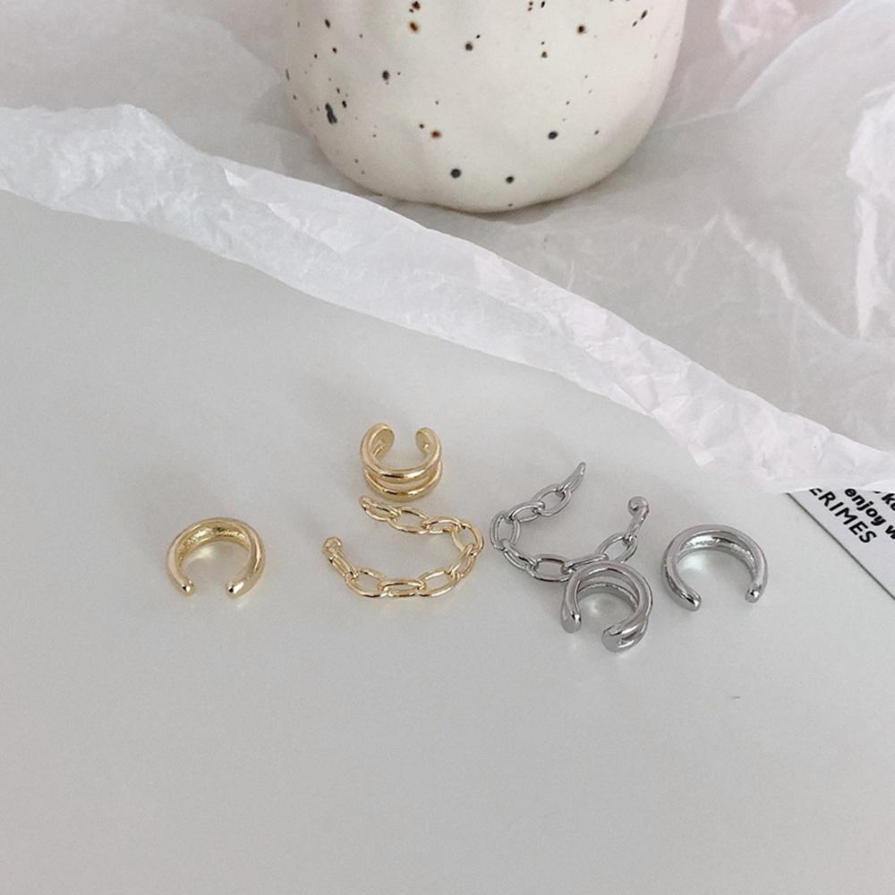 Khuyên Tai Dạng Xích Hai Lớp Không Cần Khoan Lỗ Thời Trang Cho Nữ