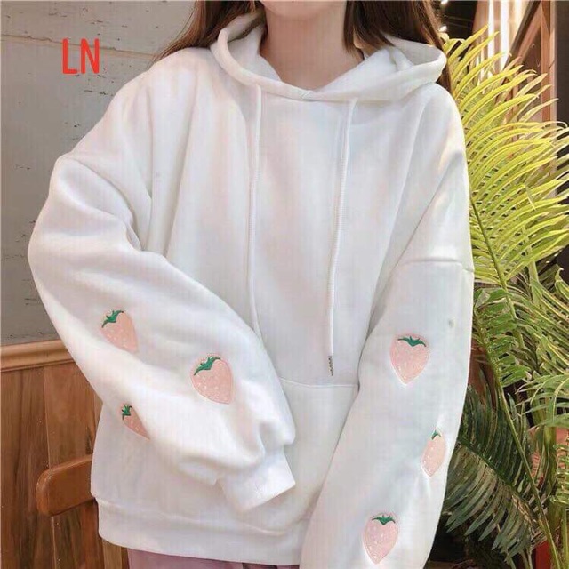 Áo hoodie dâu tay in tay LNG1019