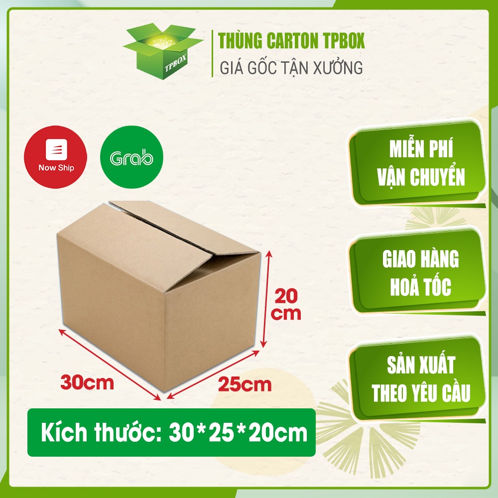 Hộp giấy carton giá rẻ size 30x25x20cm - Bộ 20 hộp đóng hàng
