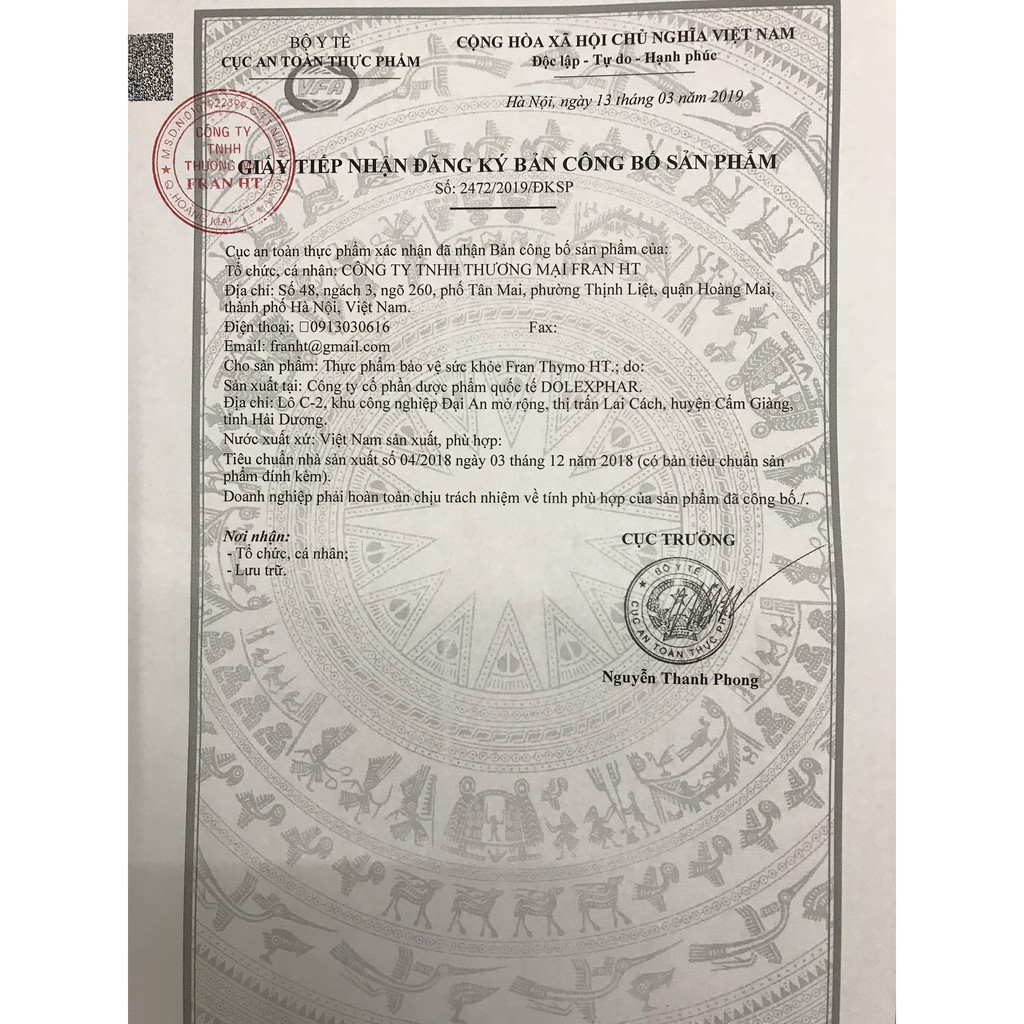 Fran Thymo HT - nâng cao sức đề kháng cho bé