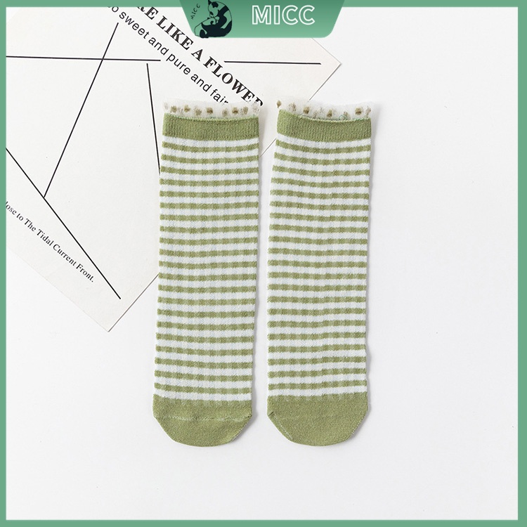 Đôi vớ cotton phối ren lưới thoáng khí cho bé