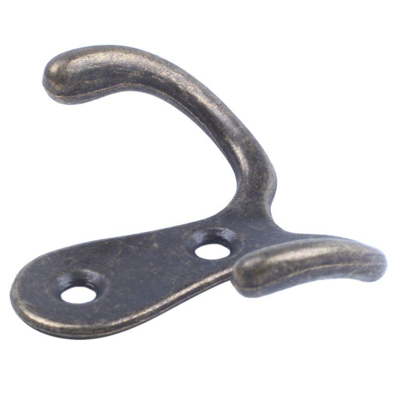 2 x Móc vít Móc đôi kim loại cổ điển Móc treo tường bằng kim loại Áo khoác đồng cổ cho mũ