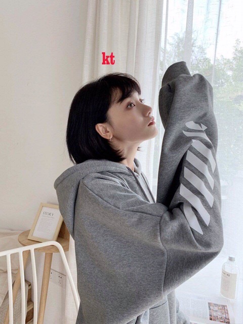 Áo hoodie nỉ mũ off in tay