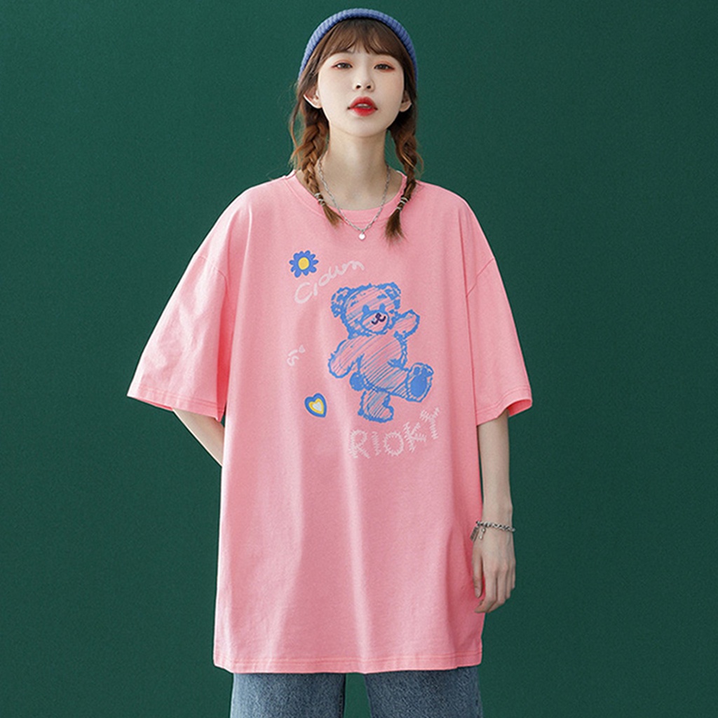 Áo thun Gấu Rioky form rộng tay lỡ nhiều màu nhiều size ( V265 )