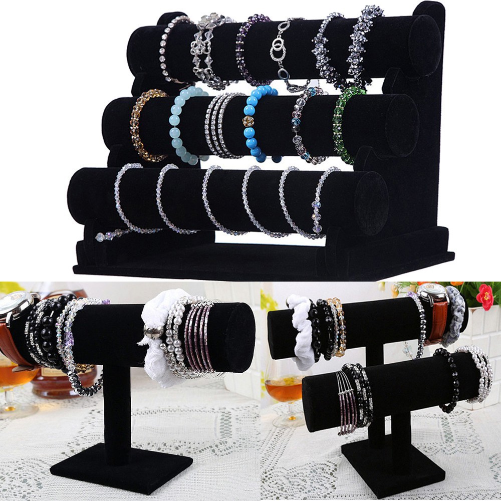 Giá treo trang sức vải nhung 3 tầng tiện dụng