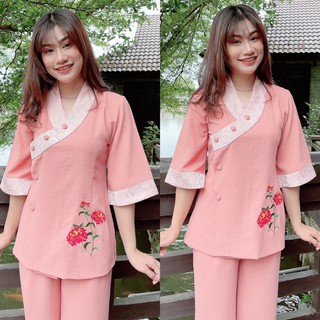 Đồ Lam Đi Chùa # Lụa Lạnh Phối 3D