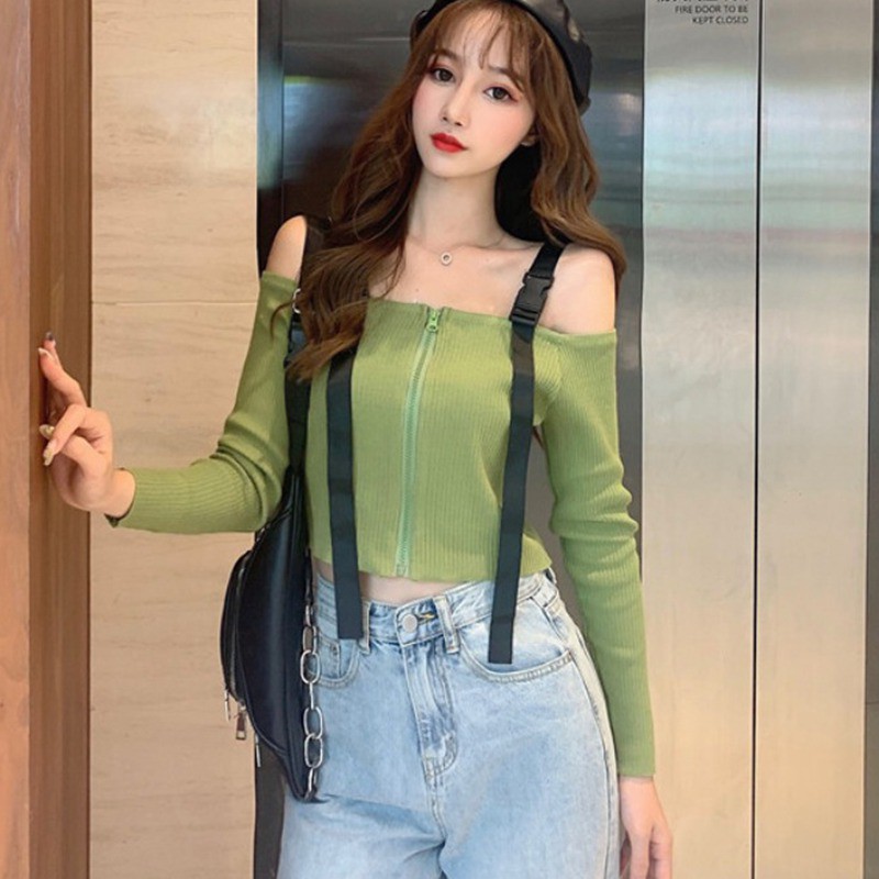 Áo nữ tay dài hở vai gợi cảm phong cách Hàn Quốc