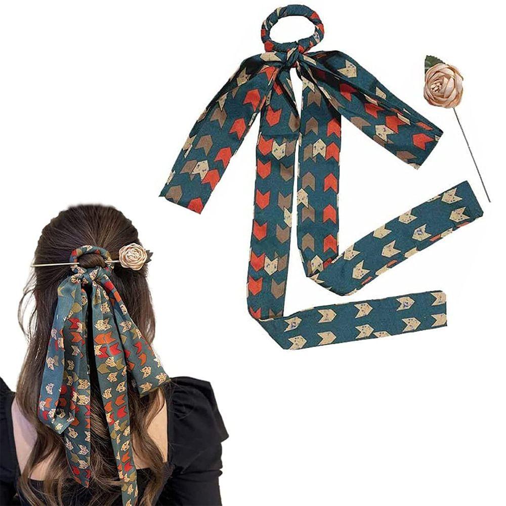 Kẹp Tóc Đuôi Ngựa Bằng Lụa Phong Cách Vintage Thời Trang Giá Đỡ