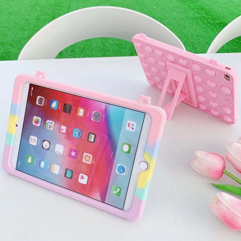 Ốp Lưng Silicone In Hình Gấu Hồng Đáng Yêu Cho Ipad Pro 11-inch Pro 10.5 "Air4 10.9" Ipad 10.2 "Ipad 9.7" Air 2019 Pro 9.7 "Kèm Dây Đeo