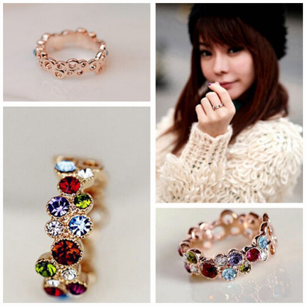 PATRICIA Chic Flower Vogue Love Finger Ring Gift New Cute Fashion Style Ring Round Hot Sale Multicolor