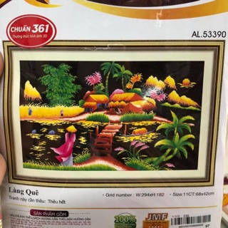 Tranh thêu chữ thập Làng Quê 53390 chưa thêu
