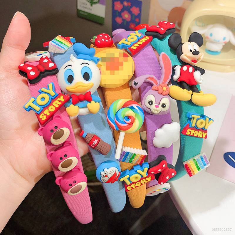 gấu dâu Lotso Băng Đô Cài Tóc Bằng Xốp Chống Trượt Màu Sắc Kẹo Ngọt Hình Chuột mickey Toy Story GRE4 Hàn Quốc Cho Bé Gái
