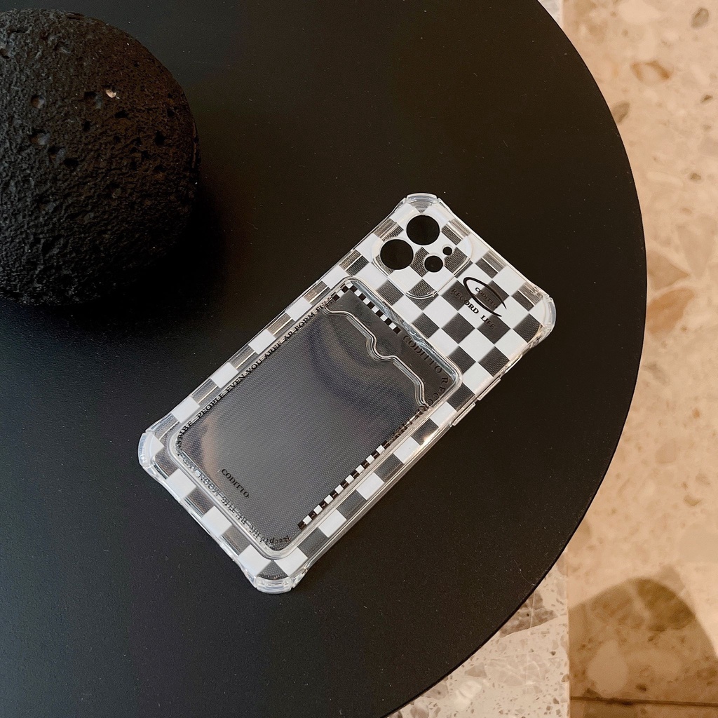 Ốp Điện Thoại Họa Tiết Kẻ Sọc Thời Trang Chống Sốc Kèm Ngăn Đựng Thẻ Cho iPhone 13 / 12 / 11 / X / 8 / 7P