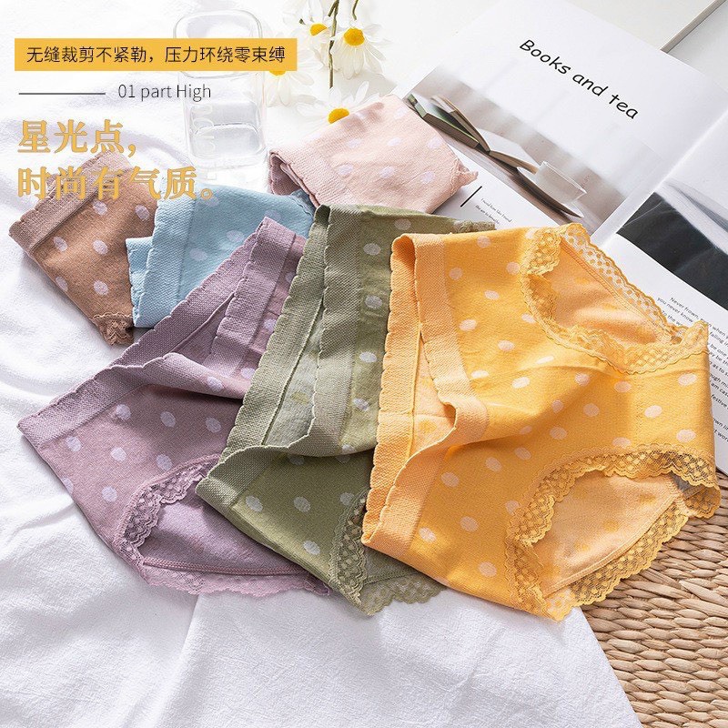 Quần Lót Cotton Dệt Kim Chấm Bi Viền Ren Công Chúa siêu xinh, chất cotton mặc siêu thích