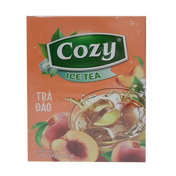 Trà hoà tan Cozy Icetea Trà Đào (15g x 18 gói/hộp)