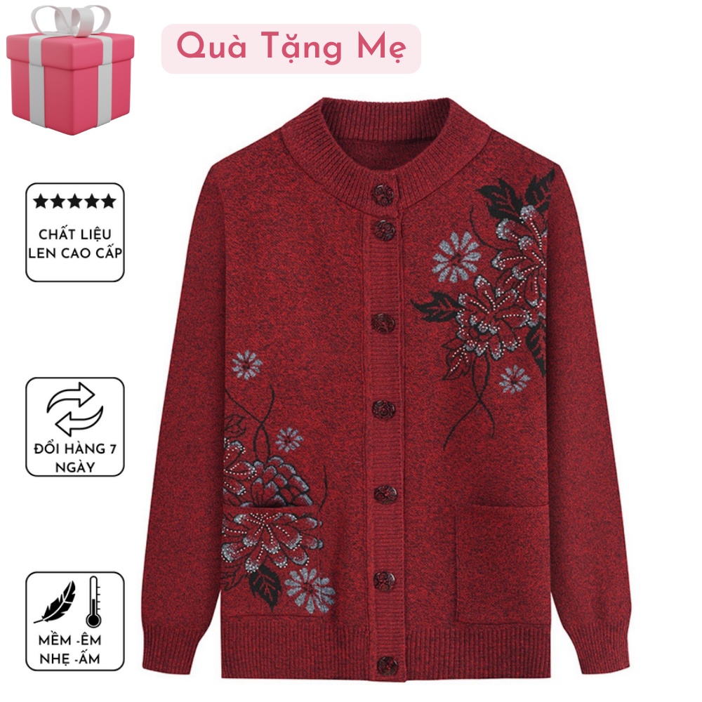 Áo Len Cardigan Cài Cúc Trung Niên Tặng Mẹ