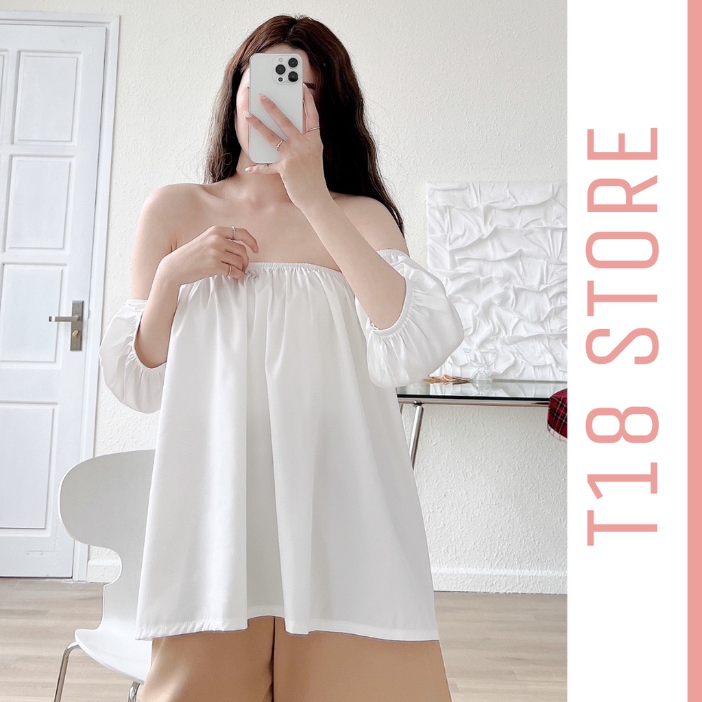 Áo trễ vai tay bồng nữ áo kiểu bánh bèo tay phồng T18 STORE SM17